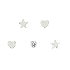 Nomination MELODIE HAPPY EDITION Kit 5 Stk Ohrschmuck aus 925er Silber, mit Cubic Zirkonia verziert (038_Kombination Silber) 147722/038