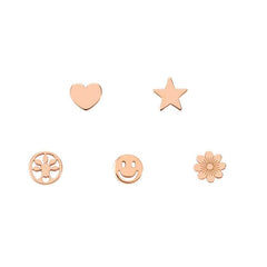 Nomination MELODIE HAPPY EDITION Kit 5 Stk Ohrschmuck aus 925er Silber, mit Cubic Zirkonia verziert (075_(LIFE-Mix, Rosegold)) 147722/075