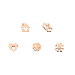 Nomination MELODIE HAPPY EDITION Kit 5 Stk Ohrschmuck aus 925er Silber, mit Cubic Zirkonia verziert (078_(FAMILY-Mix, Rosegold)) 147722/078