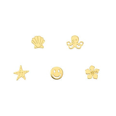 Nomination MELODIE HAPPY EDITION Kit 5 Stk Ohrschmuck aus 925er Silber, mit Cubic Zirkonia verziert (082_(MARITIM-Mix, Gelbgold)) 147722/082