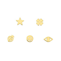 Nomination MELODIE HAPPY EDITION Kit 5 Stk Ohrschmuck aus 925er Silber, mit Cubic Zirkonia verziert (085_(LUCK-Mix, Gelbgold)) 147722/085