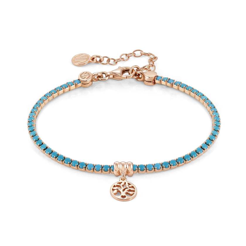 Nomination CHIC&CHARM COLORS EDITION Armband aus 925er Silber, rose vergoldet, mit Cubic Zirkonia verziert (032_(Lebensbaum, Tuerkis)) 148612/032