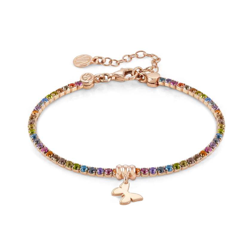 Nomination CHIC&CHARM COLORS EDITION Armband aus 925er Silber, rose vergoldet, mit Cubic Zirkonia verziert (037_(Schmetterling, bunt)) 148612/037