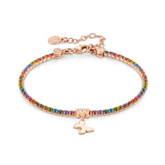 Nomination CHIC&CHARM COLORS EDITION Armband aus 925er Silber, rose vergoldet, mit Cubic Zirkonia verziert (037_(Schmetterling, bunt)) 148612/037