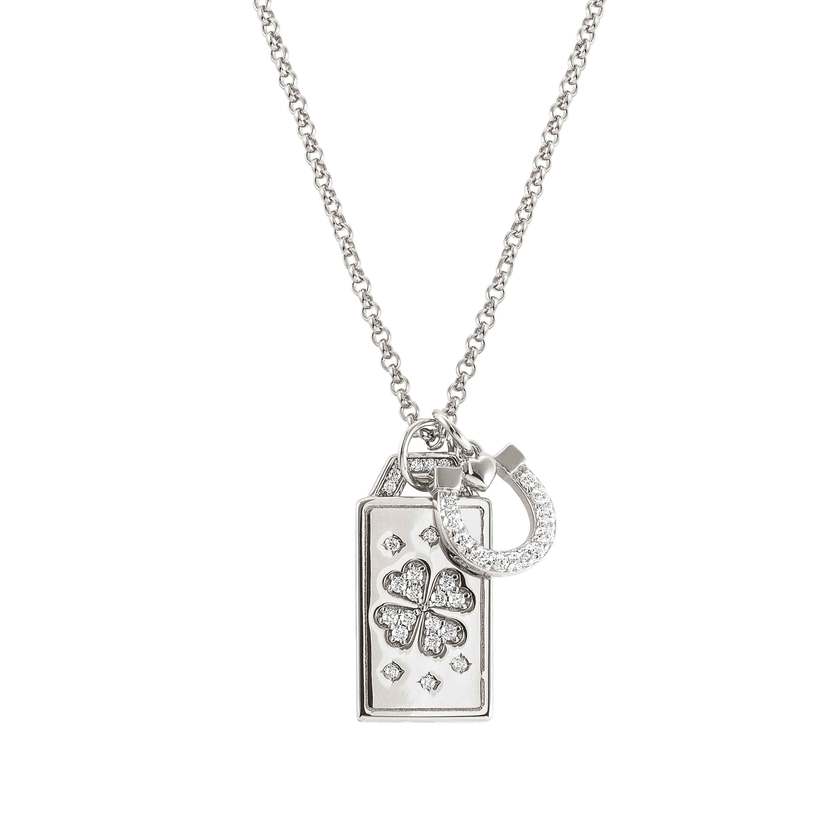 Nomination TALISMANI Halskette aus 925er Silber, mit Cubic Zirkonia und Edelsteinen verziert (022_(May luck be on,,,)) 149506/022