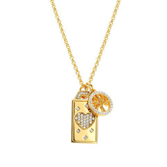 Nomination TALISMANI Halskette aus 925er Silber, vergoldet, mit Cubic Zirkonia und Edelsteinen verziert (021_(Let there be love,,,)) 149507/021