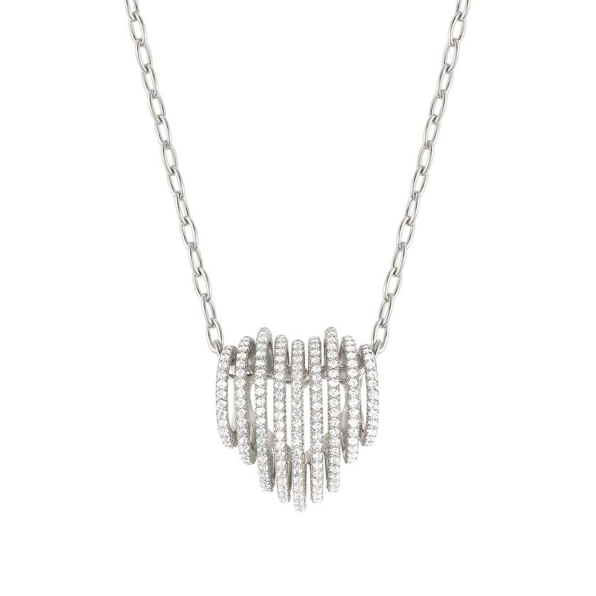 Nomination LOVELIGHT Halskette aus 925er Silber, dazu ein mit Cubic Zirkonia verzierter Herz-Anhaenger (008_WEISS Verzierung Silber) 149706/008