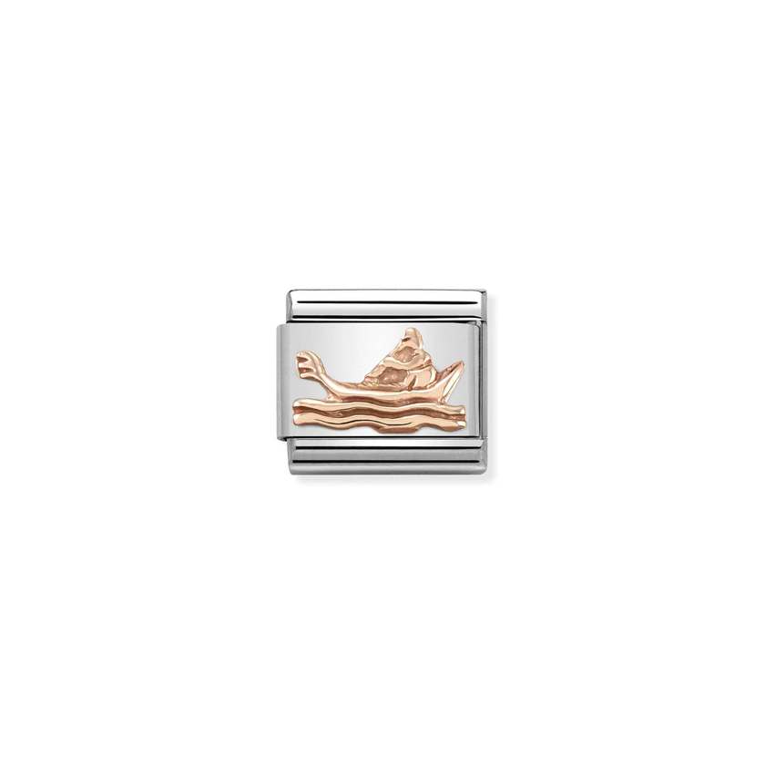 Nomination COMPOSABLE CLASSIC SYMBOLE RELIEF aus Edelstahl, mit 9Kt Roseold verziert, (23_(Gondel)) 430106/23