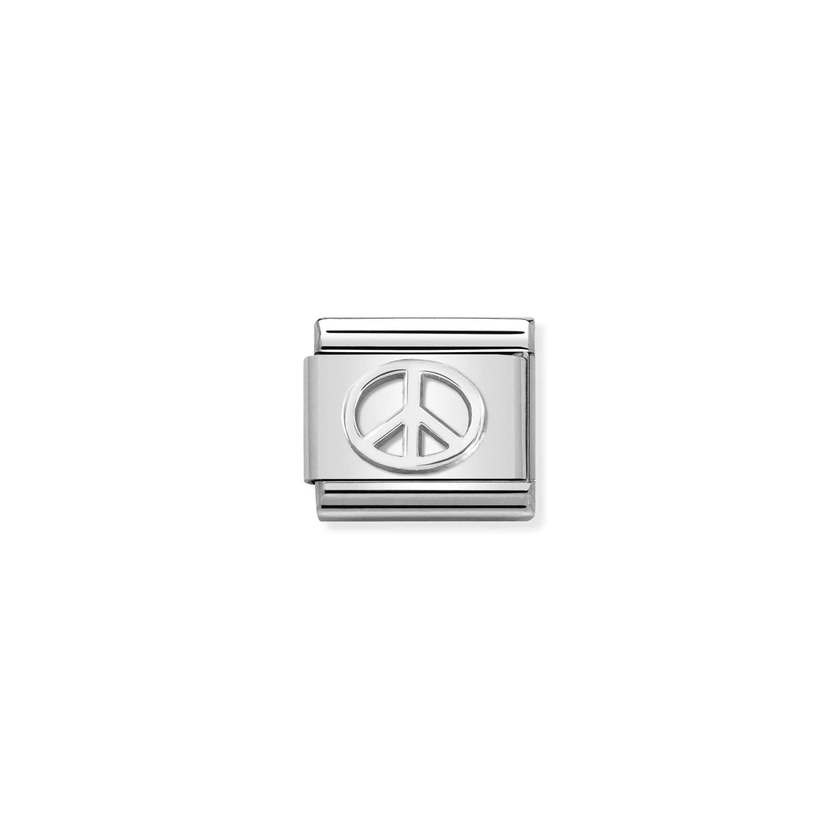 Nomination Composable Classic SYMBOLE Edelstahl und 925er Silber (04_(Friedenszeichen)) 330106/04