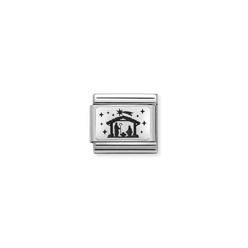 Nomination COMPOSABLE CLASSIC PLATTEN Element aus Edelstahl, mit 925er Silber verziert (38_(Krippe)) 330111/38