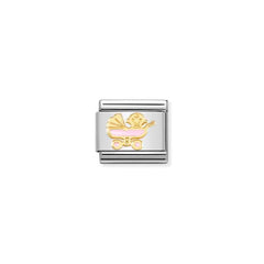 Nomination COMPOSABLE CLASSIC SYMBOLE Element aus Edelstahl, mit 18Kt Gelbgold und Emaille verziert, (60_(Kinderwagen neu, Rosa)) 030272/60