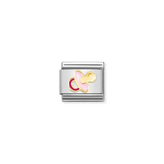 Nomination COMPOSABLE CLASSIC SYMBOLE Element aus Edelstahl, mit 18Kt Gelbgold und Emaille verziert, (62_(Schnuller neu, Rosa)) 030272/62