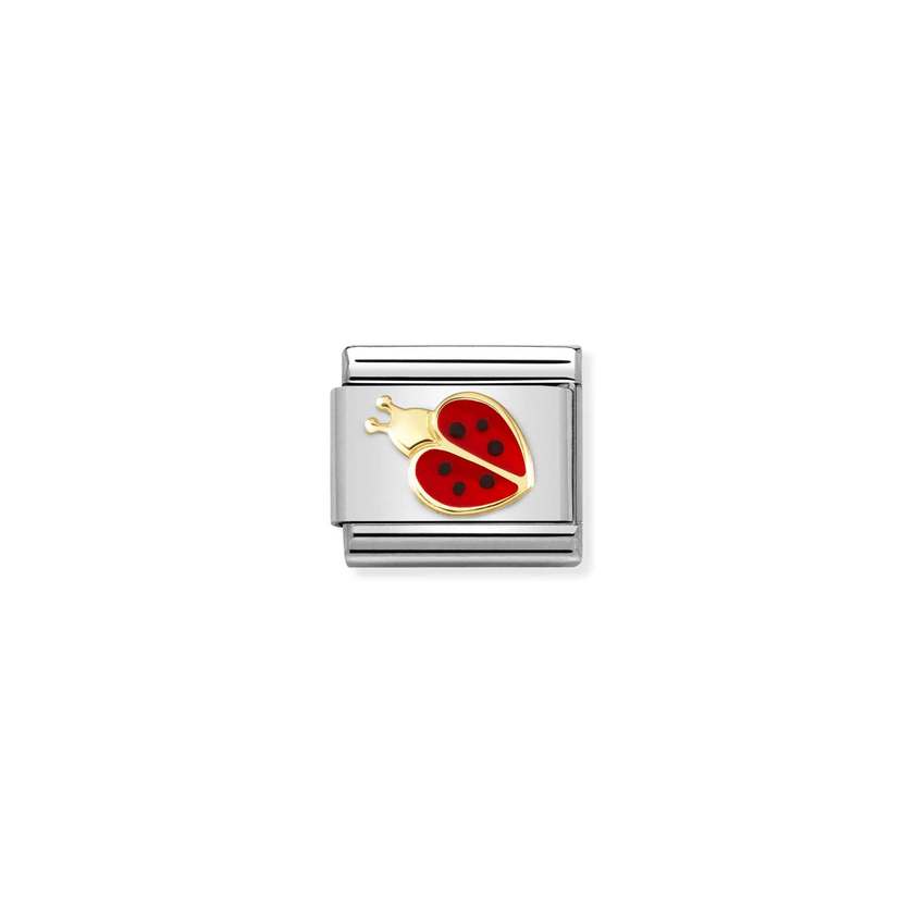 Nomination COMPOSABLE CLASSIC SYMBOLE Element aus Edelstahl, mit 18Kt Gelbgold und Emaille verziert, (69_(Marienkaefer, Rot/Schwarz)) 030272/69