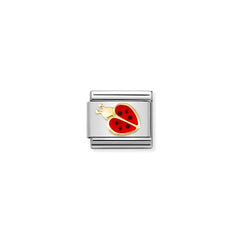Nomination COMPOSABLE CLASSIC SYMBOLE Element aus Edelstahl, mit 18Kt Gelbgold und Emaille verziert, (69_(Marienkaefer, Rot/Schwarz)) 030272/69