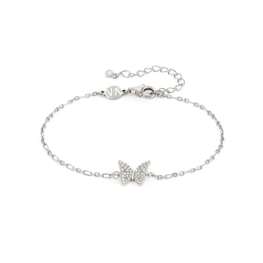 Nomination SWEETROCK NATURE EDITION Armband aus 925er Silber, dazu mit Cubic Zirkonia besetztes Schmuckelement (040_(Schmetterling, Silber)) 148037/040
