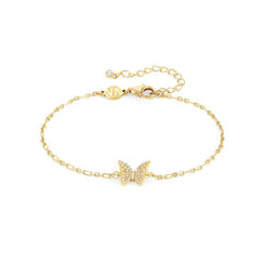 Nomination SWEETROCK NATURE EDITION Armband aus 925er Silber, dazu mit Cubic Zirkonia besetztes Schmuckelement (042_(Schmetterling, Gelbgold)) 148037/042