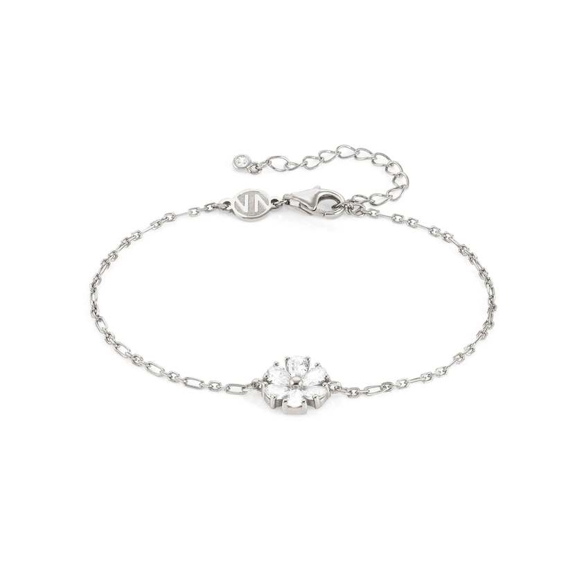 Nomination SWEETROCK NATURE EDITION Armband aus 925er Silber, dazu mit Cubic Zirkonia besetztes Schmuckelement (043_(Blume, Silber)) 148037/043