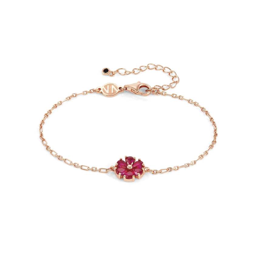 Nomination SWEETROCK NATURE EDITION Armband aus 925er Silber, dazu mit Cubic Zirkonia besetztes Schmuckelement (044_(Blume, Rosegold)) 148037/044