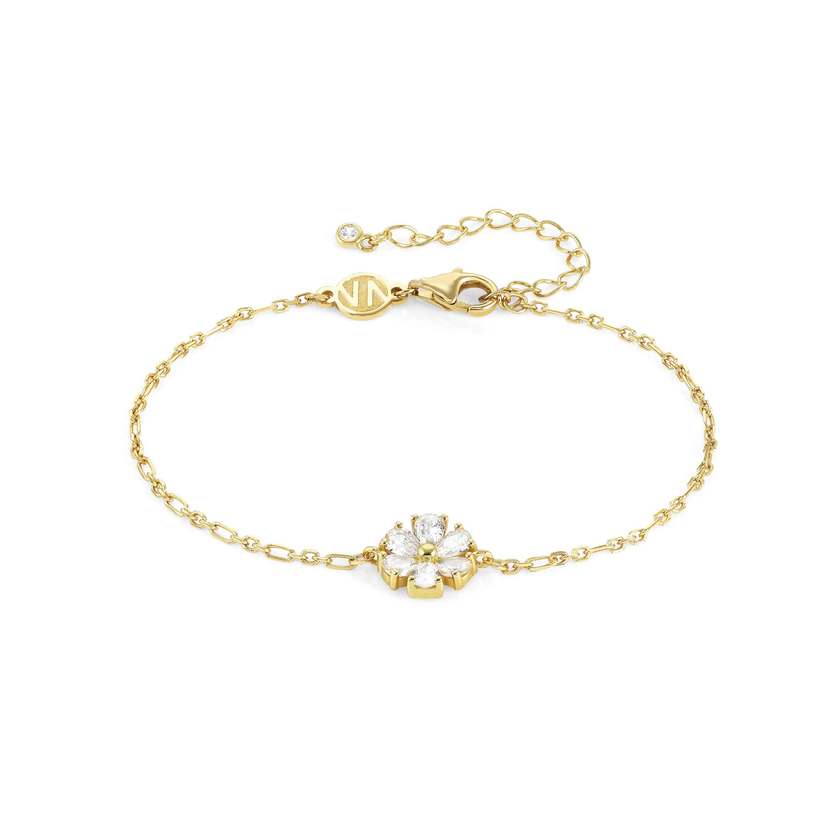 Nomination SWEETROCK NATURE EDITION Armband aus 925er Silber, dazu mit Cubic Zirkonia besetztes Schmuckelement (045_(Blume, Gelbgold)) 148037/045