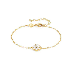 Nomination SWEETROCK NATURE EDITION Armband aus 925er Silber, dazu mit Cubic Zirkonia besetztes Schmuckelement (045_(Blume, Gelbgold)) 148037/045