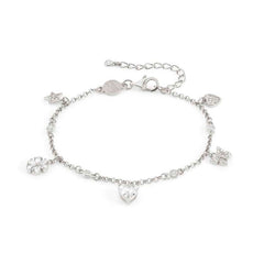 Nomination SWEETROCK NATURE EDITION Armband aus 925er Silber, dazu mit Cubic Zirkonia besetzte Charm-Anhaenger (046_(Mix, Silber)) 148038/046