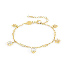 Nomination SWEETROCK NATURE EDITION Armband aus 925er Silber, dazu mit Cubic Zirkonia besetzte Charm-Anhaenger (048_(Mix, Gelbgold)) 148038/048
