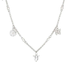 Nomination SWEETROCK NATURE EDITION Halskette aus 925er Silber, dazu mit Cubic Zirkonia besetzte Charm-Anhaenger (046_(Mix, Silber)) 148040/046
