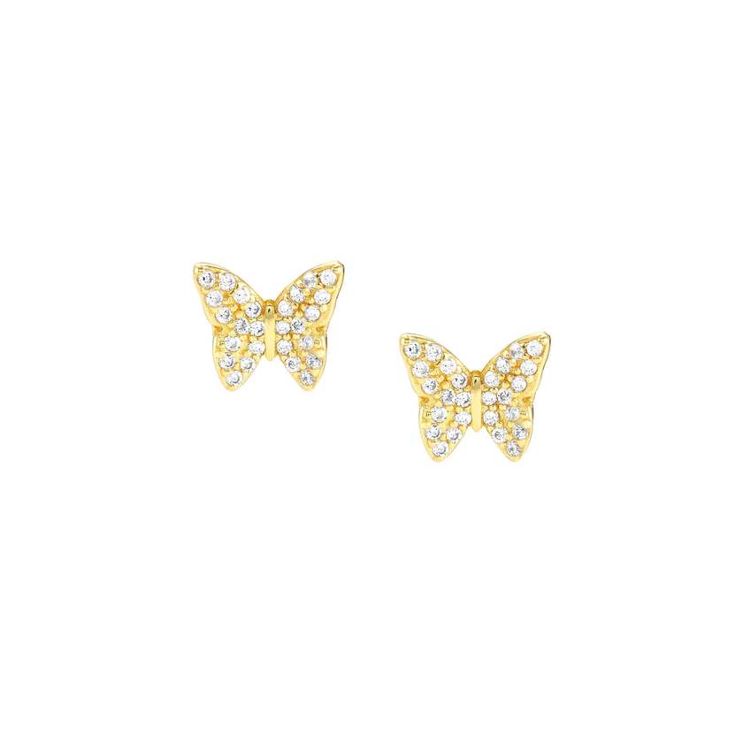 Nomination SWEETROCK NATURE EDITION Ohrstecker aus 925er Silber, mit Cubic Zirkonia besetzt (042_(Schmetterling, Gelbgold)) 148042/042