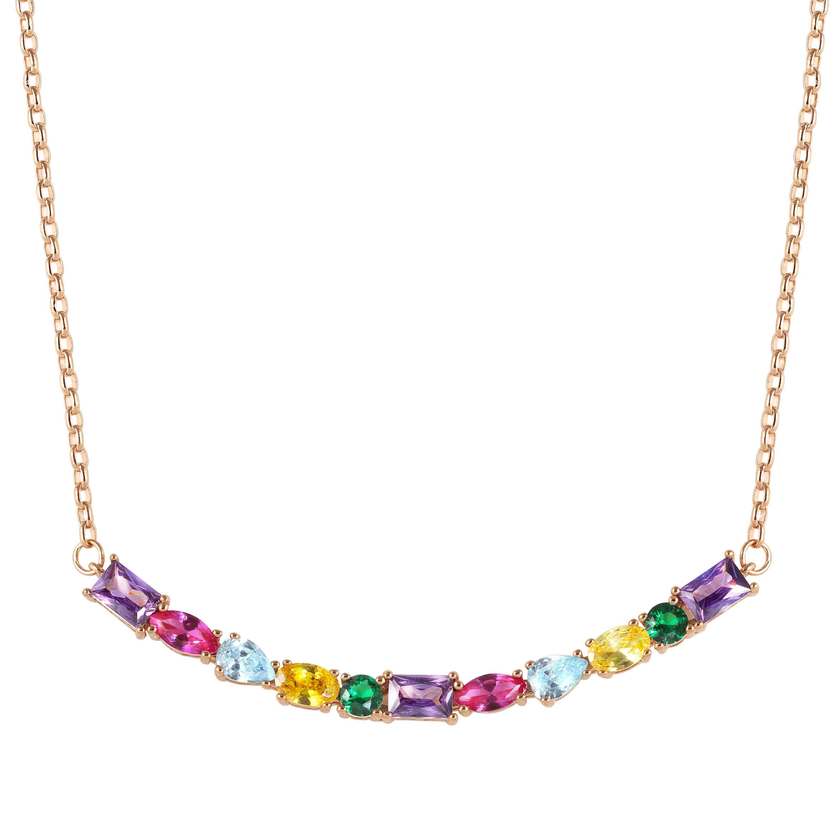 Nomination COLOUR WAVE Halskette aus 925er Silber, dazu mit Cubic Zirkonia in unterschiedlichen Formen besetztes Schmuckelement (026_(MIXED, Rosegold)) 149802/026