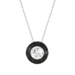 Nomination AUREA Halskette aus 925er Silber mit Scheibenanhaenger (gross), mit Cubic Zirkonia besetzt (011_Schwarz) 145704/011