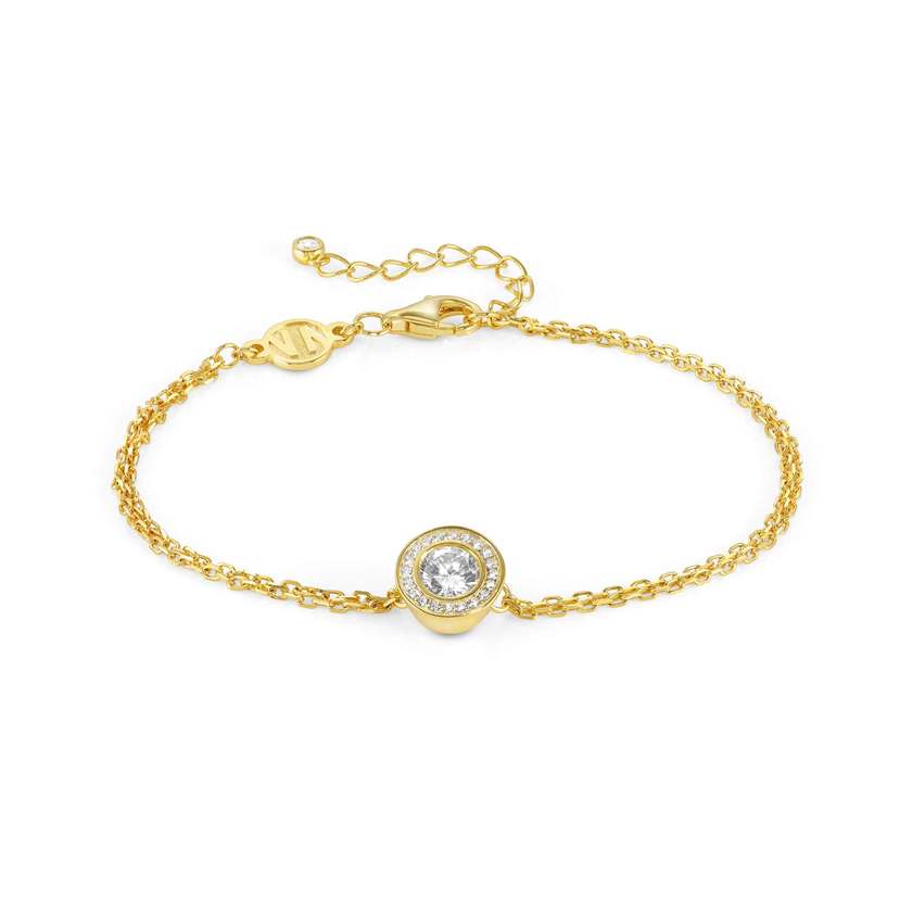 Nomination AUREA Armband aus 925er Silber (vergoldet), dazu mit Cubic Zirkonia besetztes Schmuckelement (010_WEISS) 145709/010