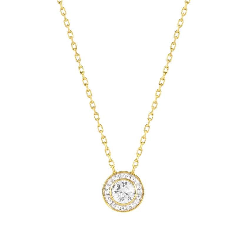 Nomination AUREA Halskette aus 925er Silber (vergoldet) mit Scheibenanhaenger (klein), mit Cubic Zirkonia besetzt (010_WEISS) 145710/010