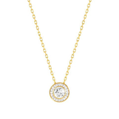 Nomination AUREA Halskette aus 925er Silber (vergoldet) mit Scheibenanhaenger (klein), mit Cubic Zirkonia besetzt (010_WEISS) 145710/010