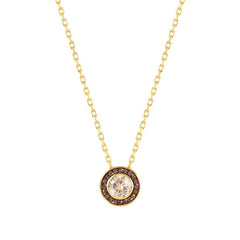 Nomination AUREA Halskette aus 925er Silber (vergoldet) mit Scheibenanhaenger (klein), mit Cubic Zirkonia besetzt (024_CHAMPAGNE) 145710/024