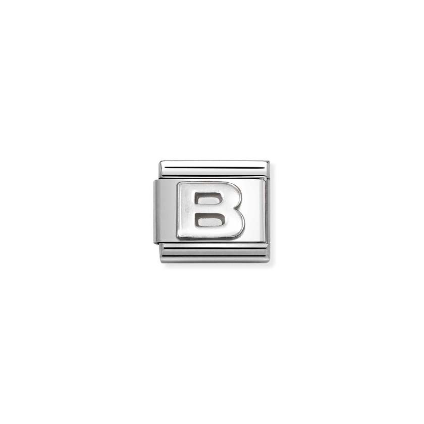 Nomination COMPOSABLE CLASSIC BUCHSTABEN Element aus Edelstahl, mit 925er Silber (oxidiert) verziert (02_B) 330113/02