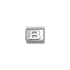 Nomination COMPOSABLE CLASSIC BUCHSTABEN Element aus Edelstahl, mit 925er Silber (oxidiert) verziert (02_B) 330113/02