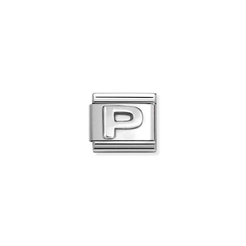 Nomination COMPOSABLE CLASSIC BUCHSTABEN Element aus Edelstahl, mit 925er Silber (oxidiert) verziert (16_P) 330113/16