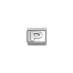 Nomination COMPOSABLE CLASSIC BUCHSTABEN Element aus Edelstahl, mit 925er Silber (oxidiert) verziert (16_P) 330113/16