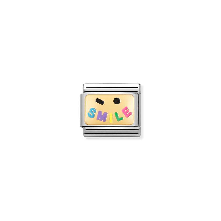 Nomination COMPOSABLE CLASSIC PLAETTCHEN Edelstahl, Email und 18k gold (56_(SMILE)) 030284/56