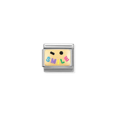 Nomination COMPOSABLE CLASSIC PLAETTCHEN Edelstahl, Email und 18k gold (56_(SMILE)) 030284/56