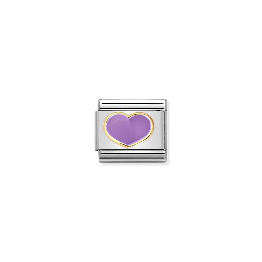 Nomination COMPOSABLE Classic LOVE 2 Edelstahl, Email und Gold 18 k (22_(Herz, Lila)) 030283/22