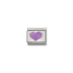 Nomination COMPOSABLE Classic LOVE 2 Edelstahl, Email und Gold 18 k (22_(Herz, Lila)) 030283/22