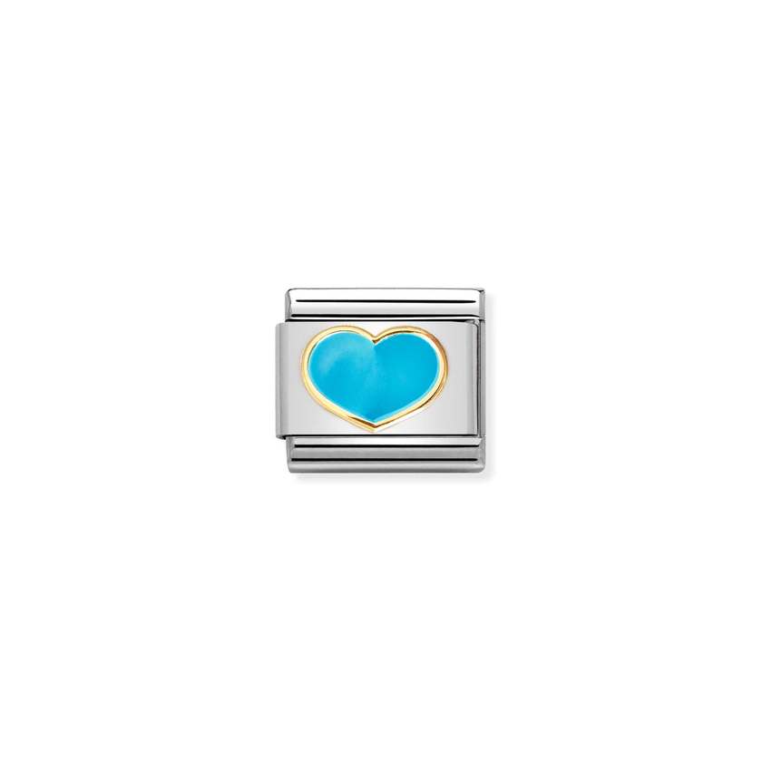Nomination COMPOSABLE Classic LOVE 2 Edelstahl, Email und Gold 18 k (25_(Herz, Tuerkis)) 030283/25