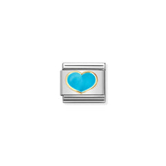 Nomination COMPOSABLE Classic LOVE 2 Edelstahl, Email und Gold 18 k (25_(Herz, Tuerkis)) 030283/25