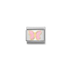 Nomination COMPOSABLE CLASSIC SYMBOLE aus Edelstahl, mit Emaille und 18Kt Gold verziert, (59_(Schmetterling, Rosa)) 030285/59