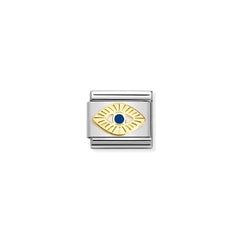 Nomination COMPOSABLE CLASSIC SYMBOLE aus Edelstahl, mit Emaille und 18Kt Gold verziert, (65_(Gottesauge, diamantiert)) 030285/65