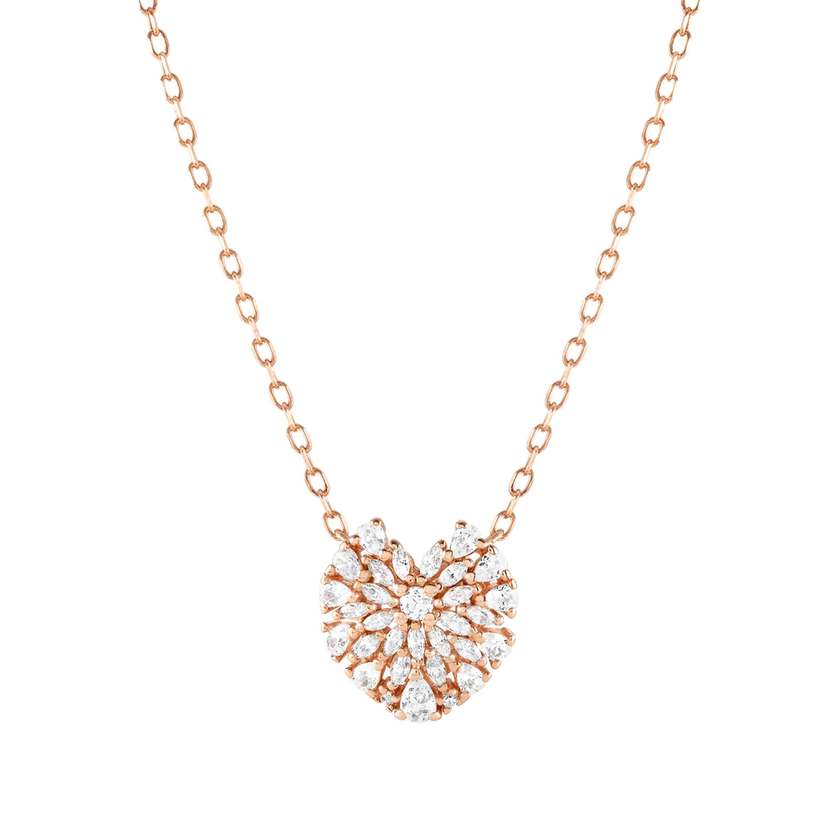 Nomination RAYOFLIGHT Halskette (L: 44cm) aus 925er Silber, dazu mit Cubic Zirkonia besetzter Anhaenger (005_Herz (Rosegold)) 240202/005