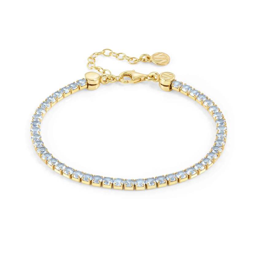 Nomination CHIC&CHARM JOYFUL Tennis-Armband aus 925er Silber, mit Cubic Zirkonia besetzt (020_(Hellblau, Gelbgold)) 148631/020