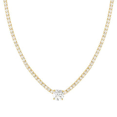 Nomination CHIC&CHARM JOYFUL Tennis-Halskette aus 925er Silber, mit Cubic Zirkonia besetzt, dazu mittiger Zirkoniastein (012_(Gelb vergoldet)) 148633/012