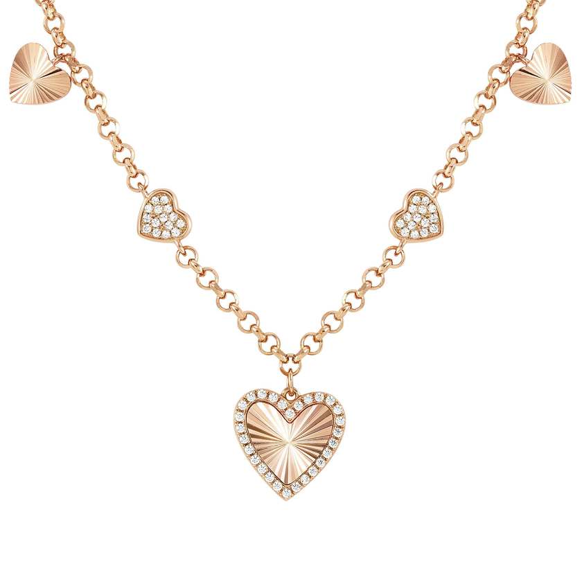 Nomination TRUEJOY Halskette aus 925er Silber, dazu mit Cubic Zirkonia verzierte Charm-Anhaenger (005_Herz (Rosegold)) 240102/005